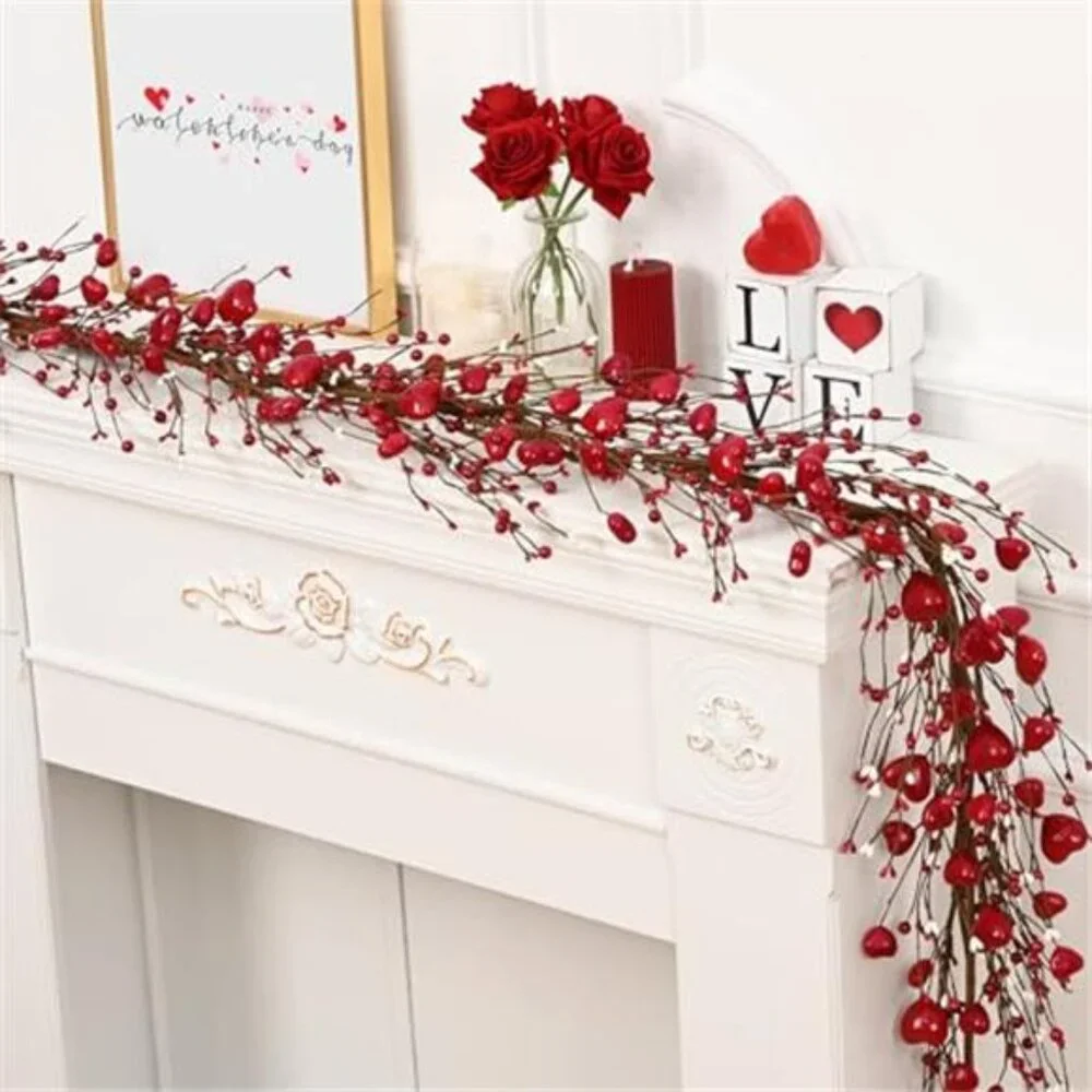 6 Ft Valentine's Day Garland for Mantel, Valentines Day Centerpiece for Table